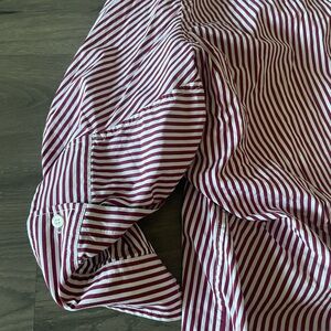 Men's Red and White Striped Shirt